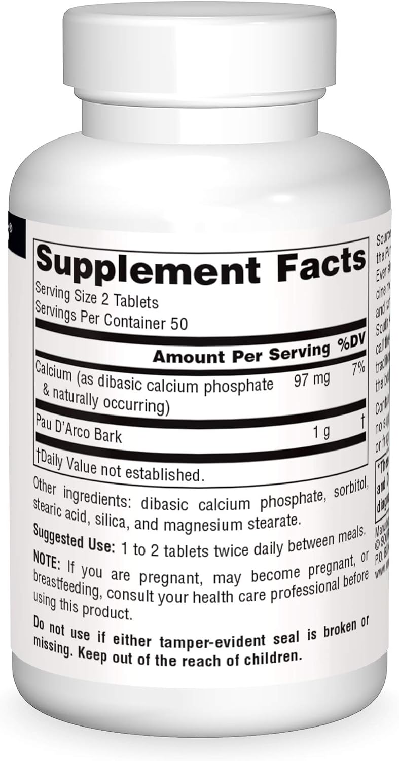 100 Tablets of Source Naturals Pau D'Arco Dietary Supplement for Immune Support