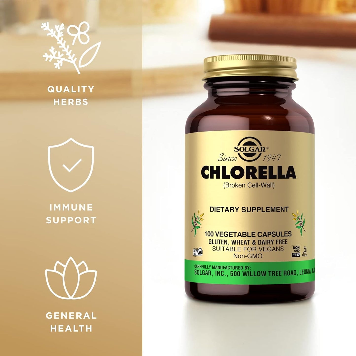 100 Vegetable Capsules of SOLGAR Chlorella for Maximum Absorption - Non-GMO, Vegan, Gluten Free, Kosher - 100 Servings