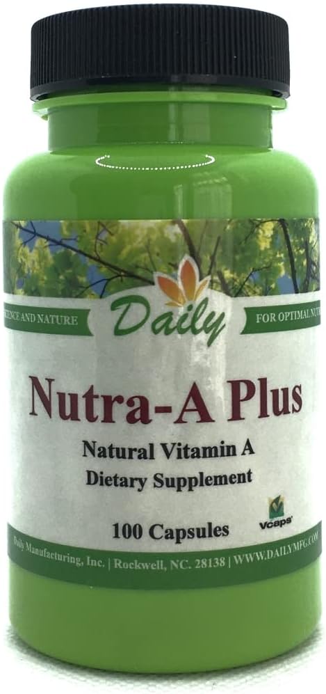 100 Vegetarian Capsules of Daily Manufacturing Nutra-A Plus™ with Vitamin A-Palmitate & Beta-Carotene