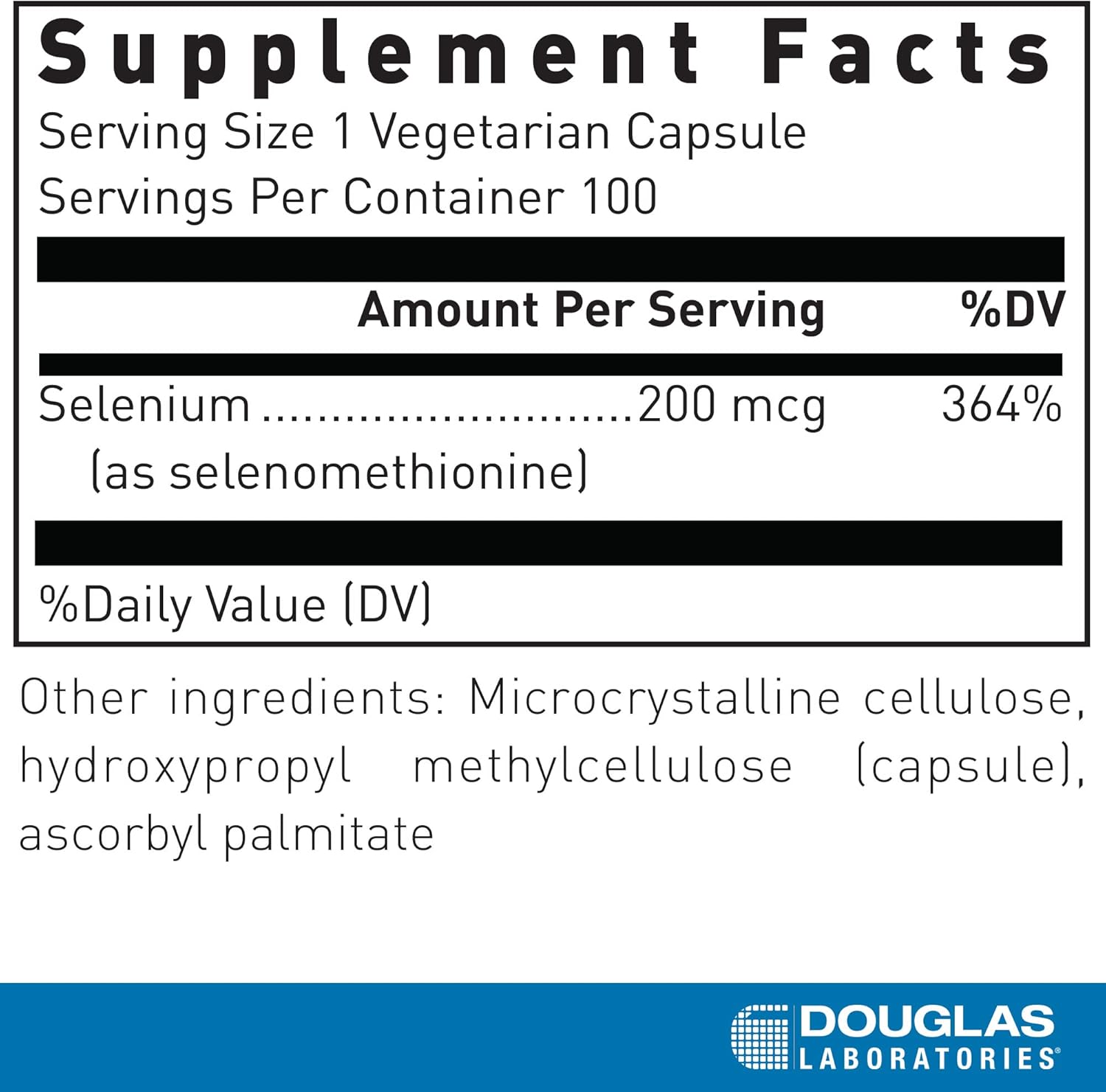 100 Vegetarian Capsules of Douglas Laboratories Seleno-Methionine Supplement for Immune Health