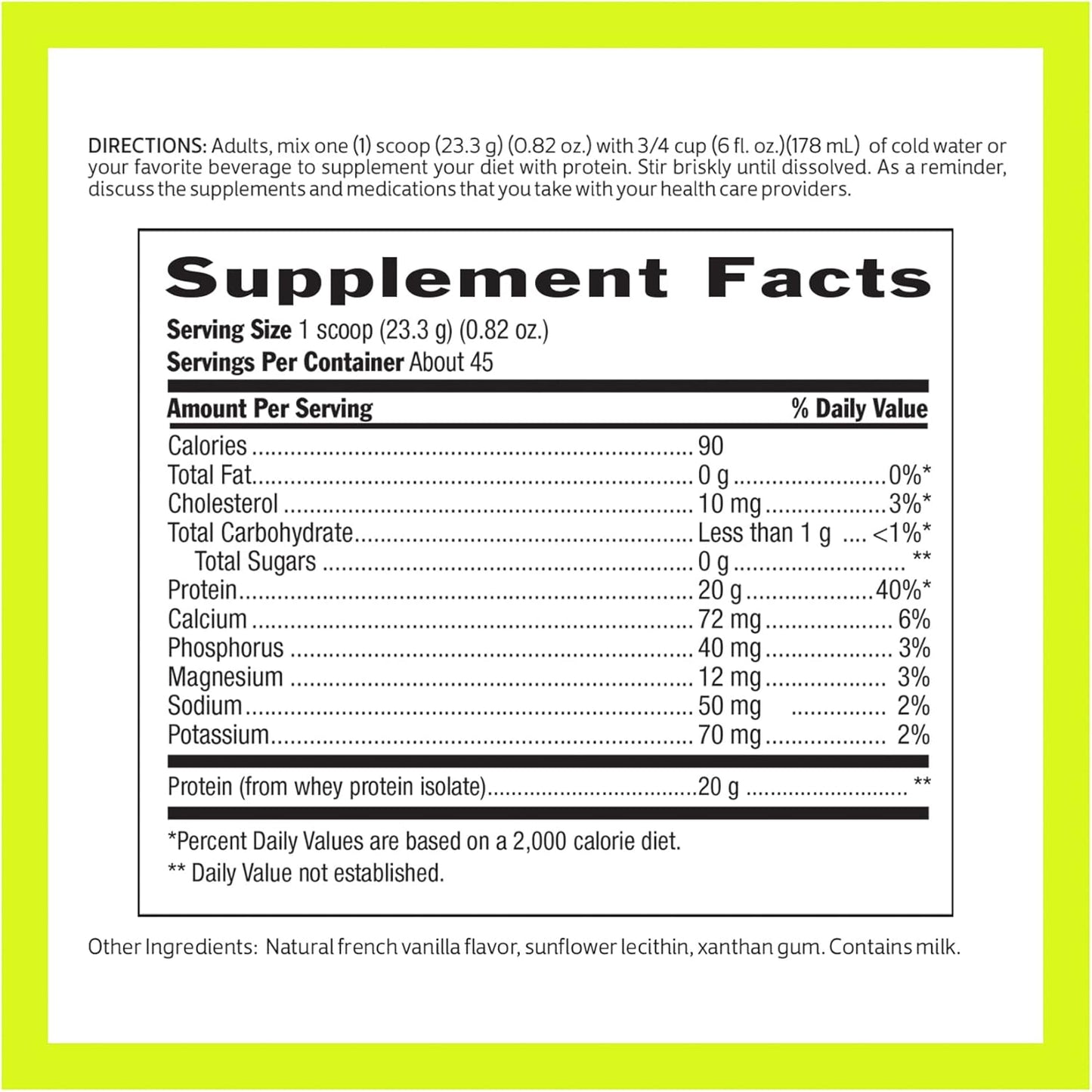 100% Whey Isolate Protein Powder - Natural Flavor - 20g Protein - Pre & Post Workout - Meal Replacement - Keto-Friendly - Easily Digestible - Smooth Taste - Easy to Mix (36.9 oz)