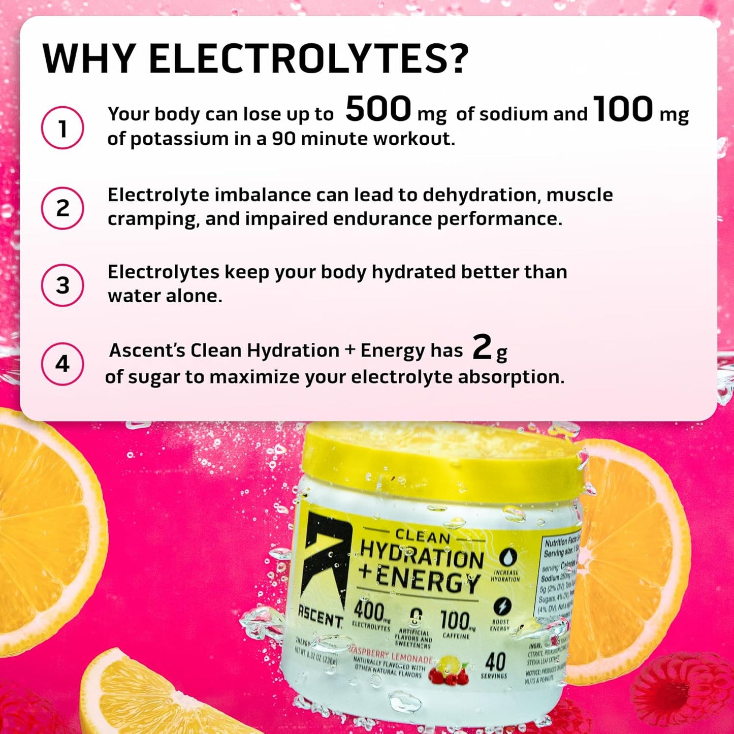 100% Whey Protein Powder in Chocolate Peanut Butter Flavor, 4 lb + Electrolytes for Energy & Hydration in Raspberry Lemonade Flavor, 40 Servings