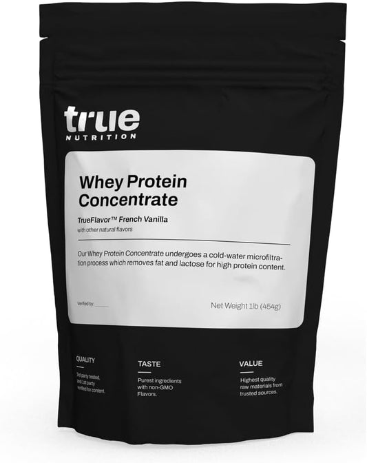 100% Whey Protein Powder with Essential Amino Acids - French Vanilla - 1lb - Fast-Acting Low Carb Powder by True Nutrition