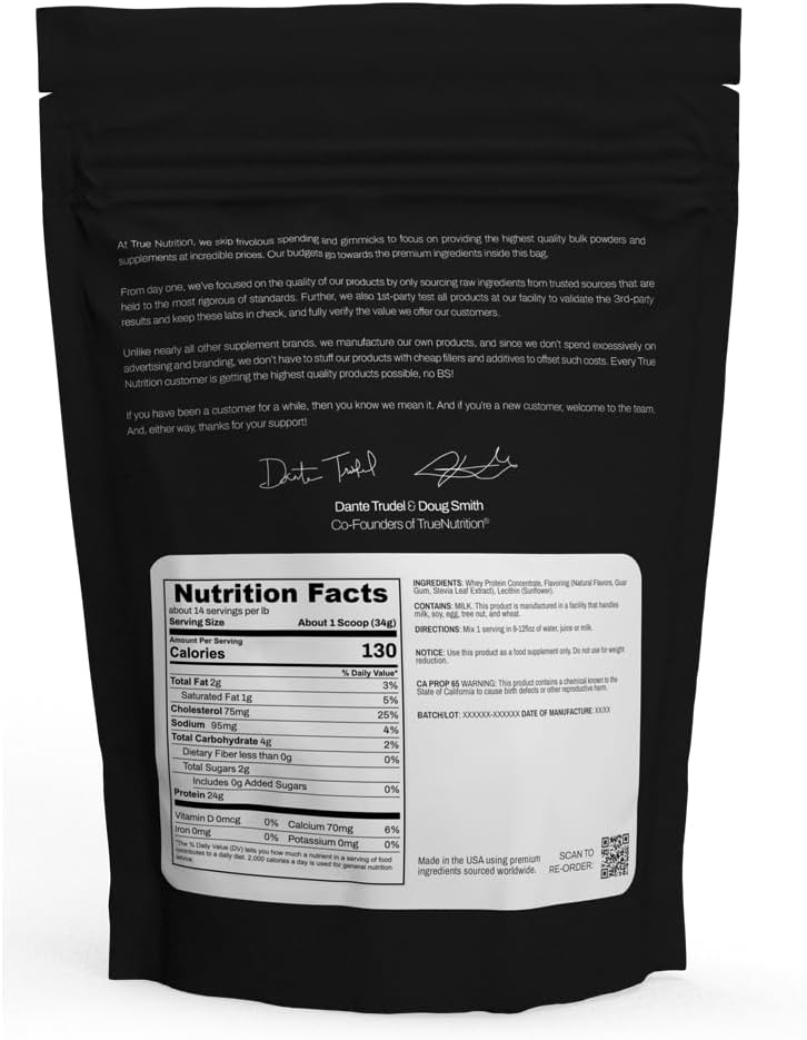 100% Whey Protein Powder with Essential Amino Acids - French Vanilla - 1lb - Fast-Acting Low Carb Powder by True Nutrition