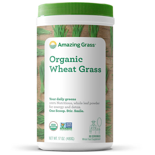 100% Whole-Leaf Wheat Grass Powder for Energy, Detox & Immunity Support with Chlorophyll - 60 Servings