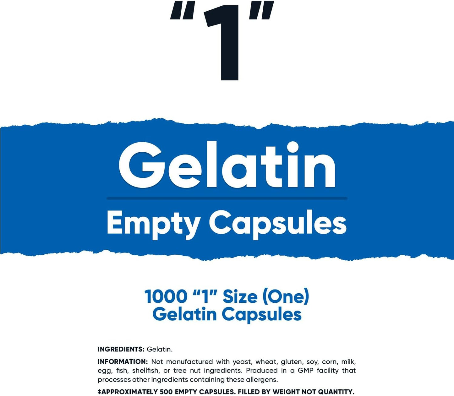 1000 Clear Size 1 Gelatin Empty Capsules by Nutricost - Kosher, Non-GMO, Soy Free, Gluten Free