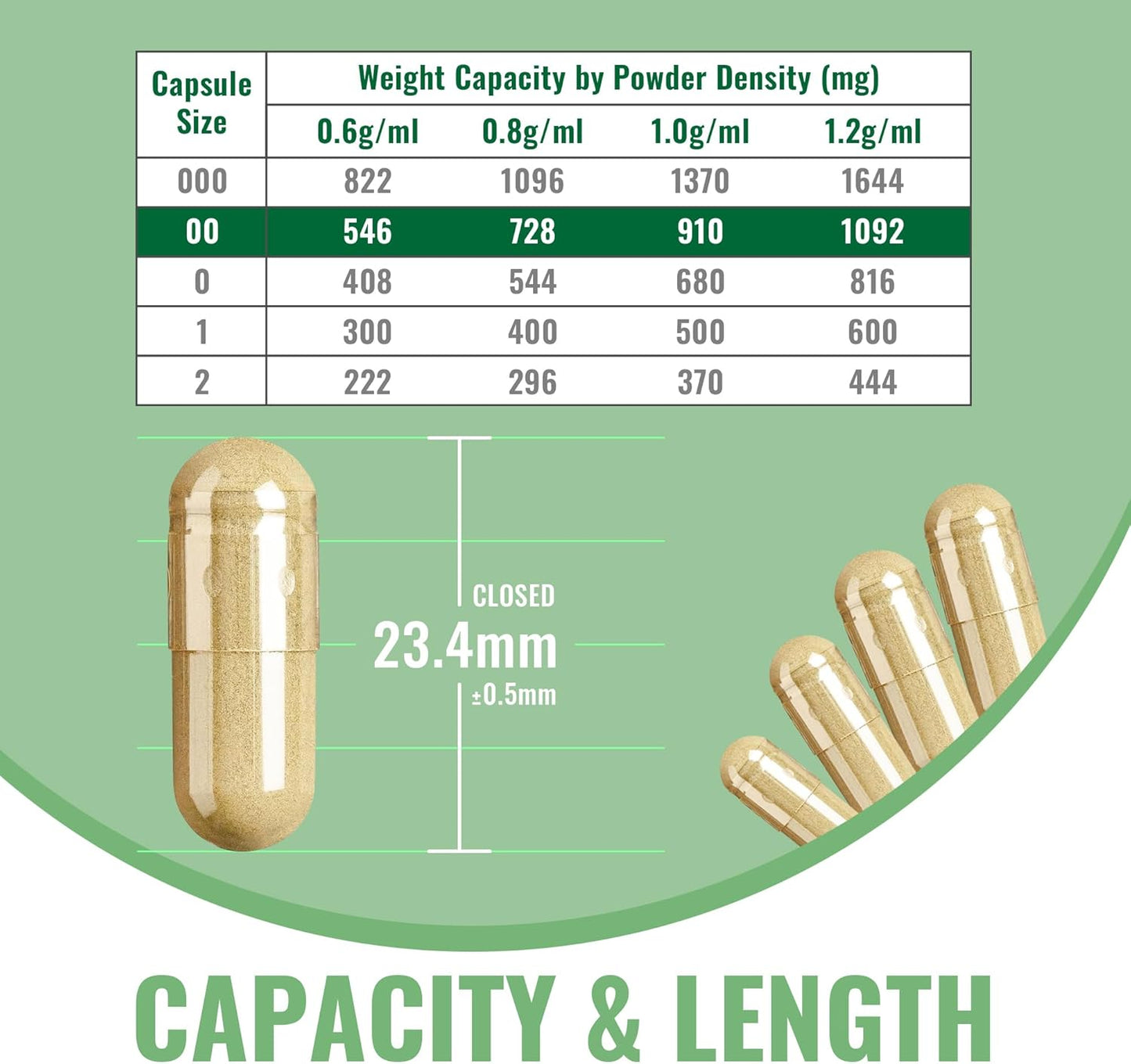 1000 Count ATNreuro Size 00 Empty Gelatin Capsules with 2 Micro Spoons for Powders & Supplements