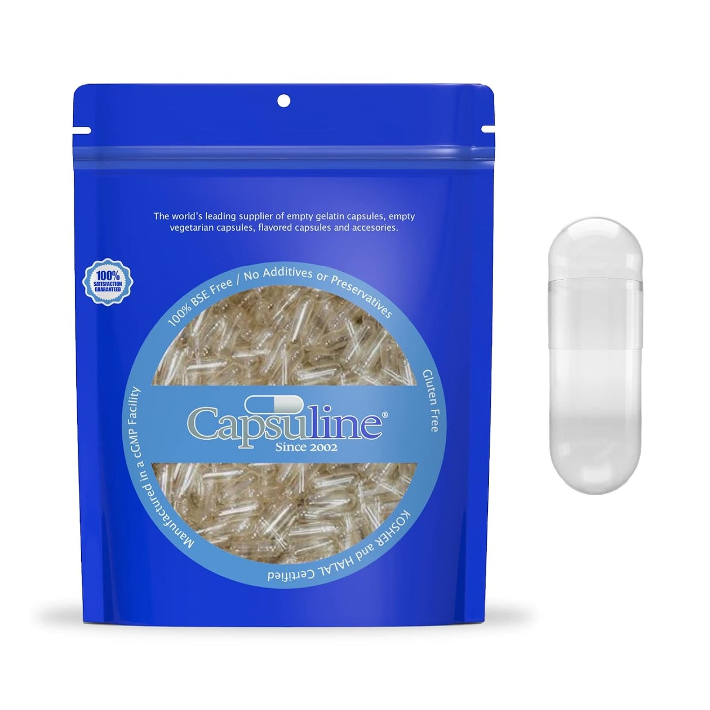 1000 Count Size 0 Clear Gelatin Capsules - Gluten Free, Kosher, Non-GMO Certified Bovine Pill Caps for DIY Supplement Filling