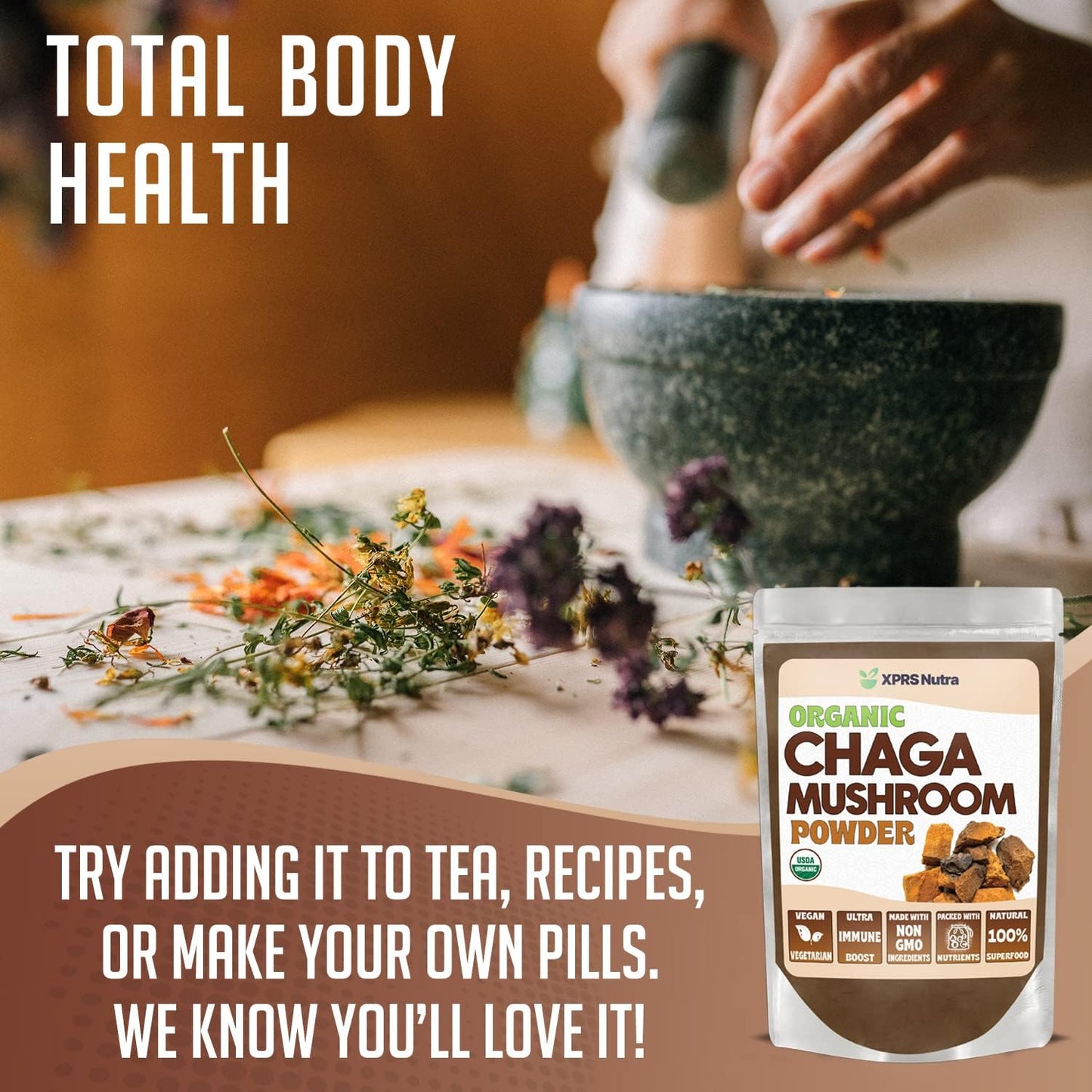 1000 Count Size 0 XPRS Nutra Capsules & 16oz Chaga Powder Bundle