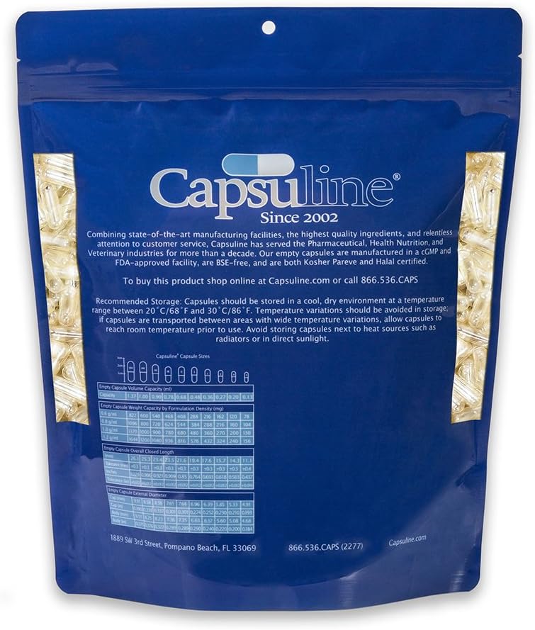 1000 Count Size 2 Clear Vegan Capsules | Vegetarian, Kosher, Non-GMO & Halal Certified | DIY Vegetable Capsule Filling