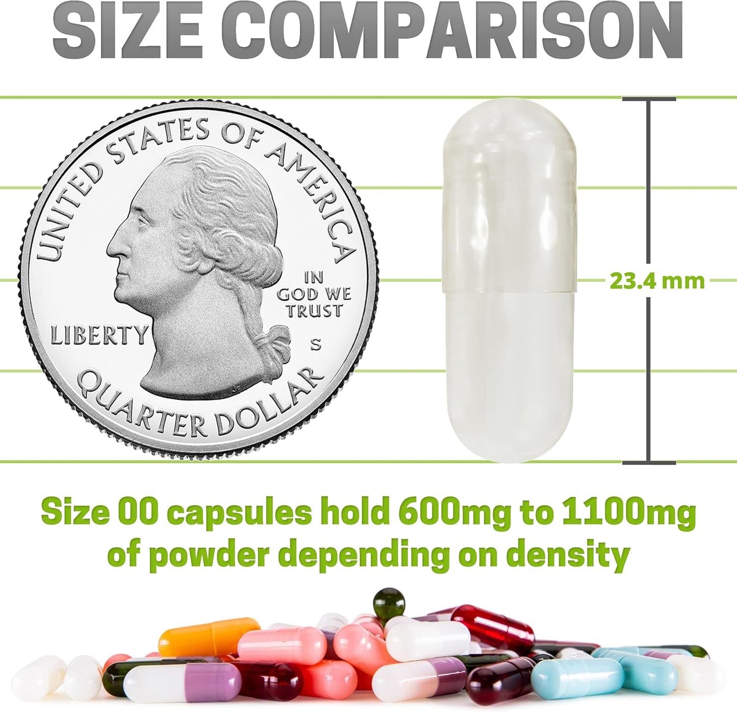 1000 Count XPRS Nutra Size 00 Vegan Empty Capsules - DIY Vegetable Filling - Sage Green Empty Veggie Pill Caps