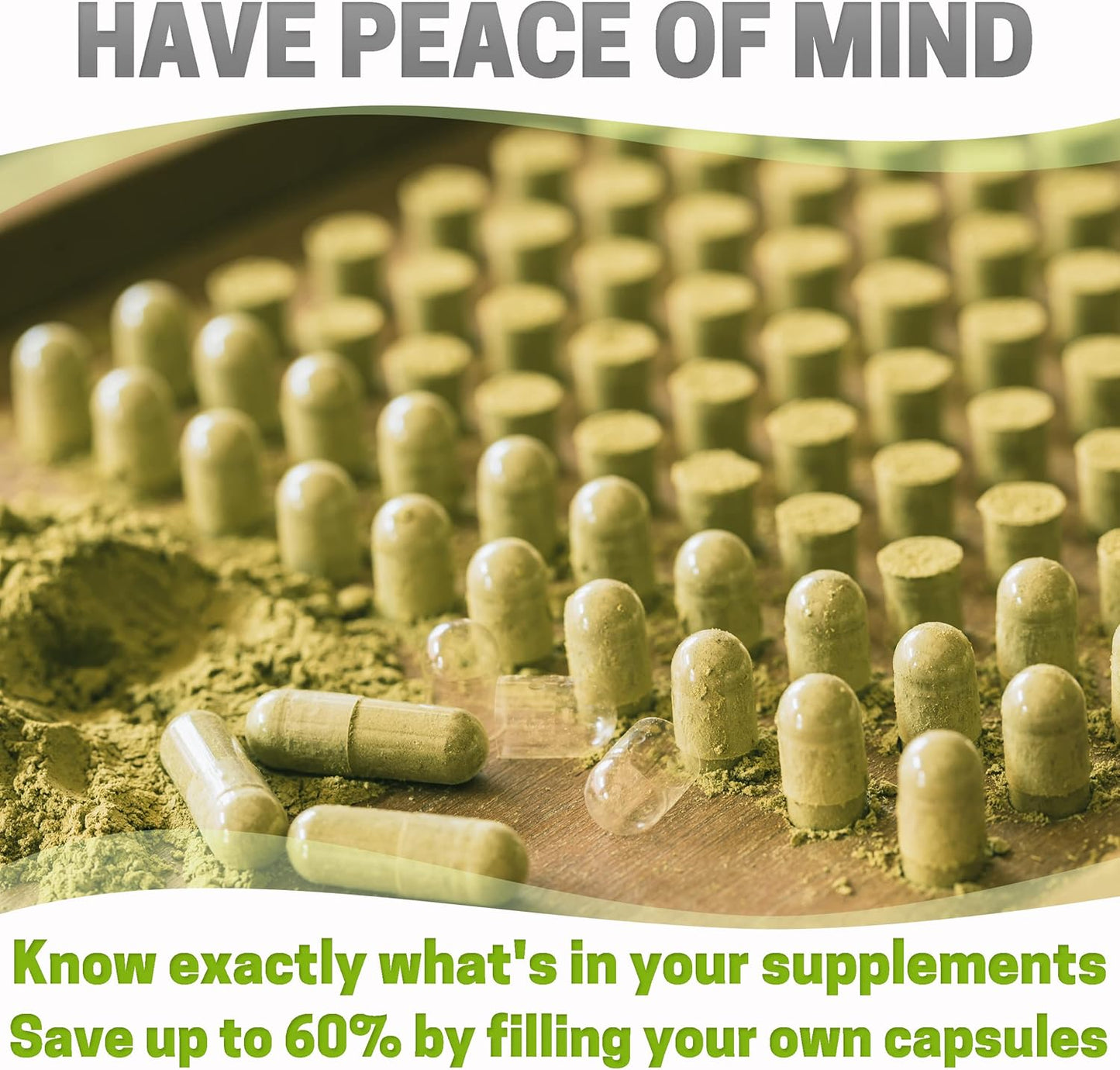1000 Count XPRS Nutra Size 00 Vegan Empty Capsules - DIY Vegetable Filling - Sage Green Empty Veggie Pill Caps