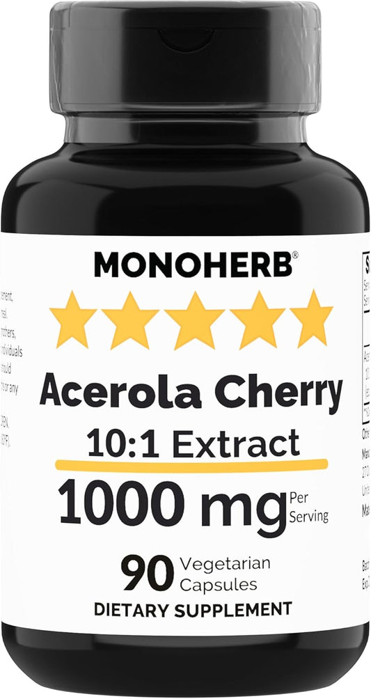 1000 mg Acerola Cherry Extract Capsules - 90 Count by MONOHERB