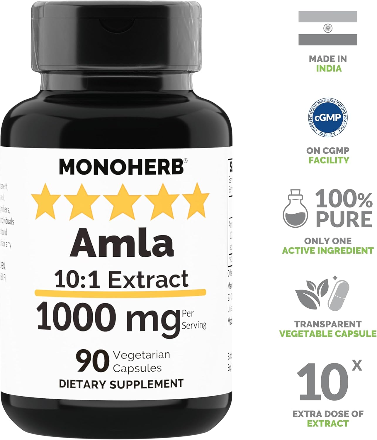 1000 mg Amla Extract Capsules - 90 Count by MONOHERB