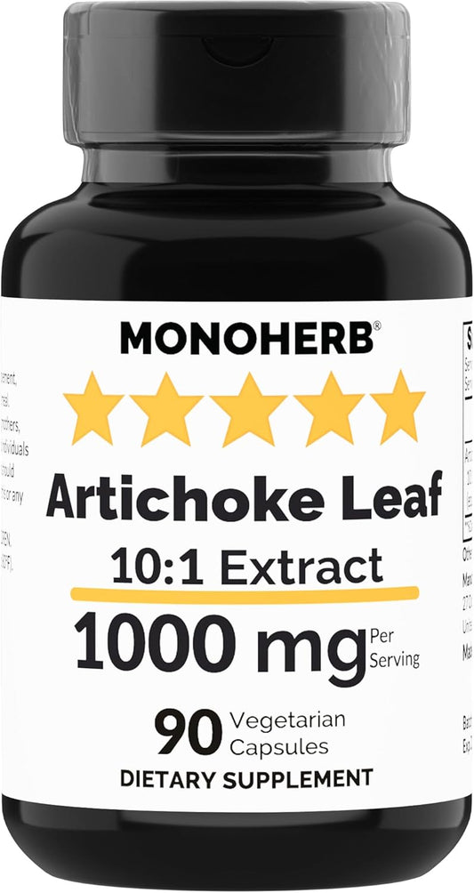 1000 mg Artichoke Leaf Extract Capsules - 90 Vegetarian Capsules by MONOHERB