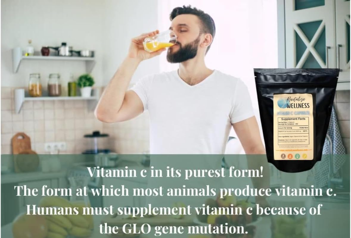 1000 mg Ascorbic Acid Powder & Vitamin C Capsules Bundle | 1 lb. Bag & 200 Capsules for Revitalizing Wellness