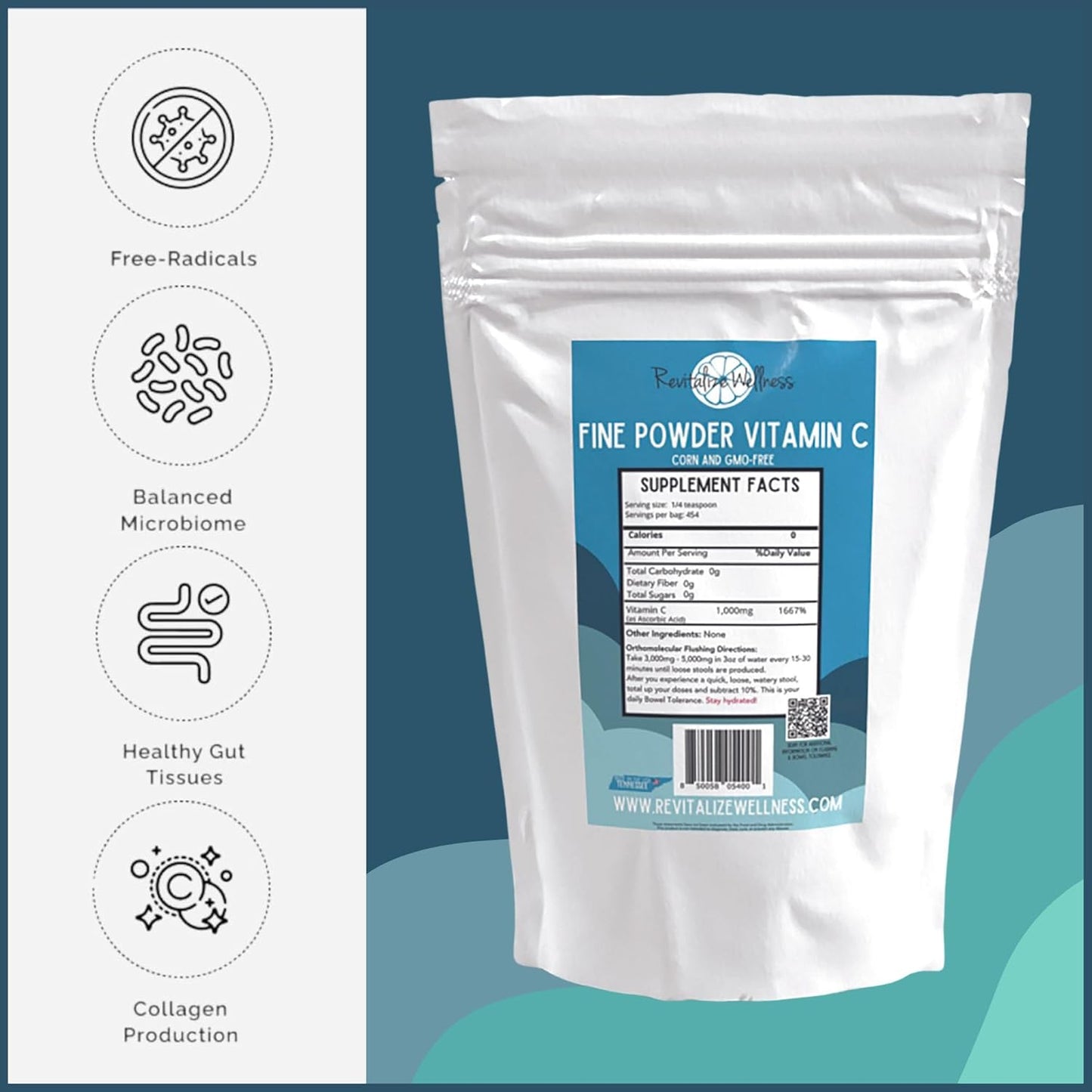 1000 mg Ascorbic Acid Vitamin C Powder | Pure & GMO-Free Wellness Supplement | 5 lb Bag for Revitalization
