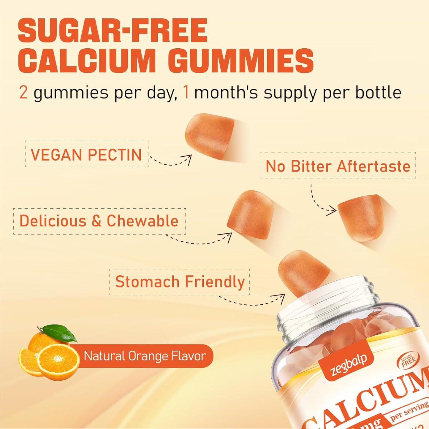 1000 mg Calcium Citrate Gummies with Vitamin D3, K2, Magnesium & Strontium - Supports Bone Health & Immune System for Adults