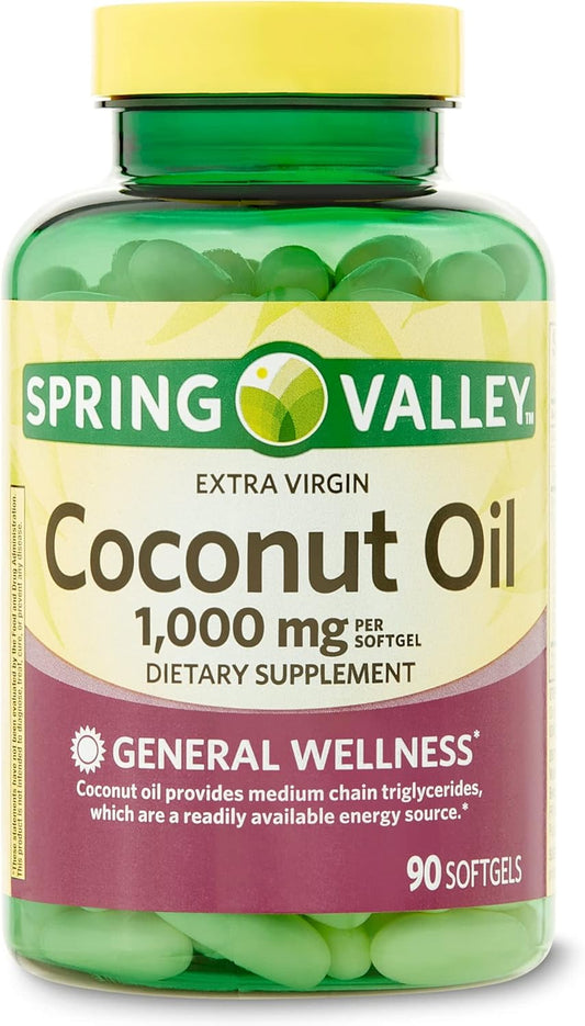 1,000 mg Extra Virgin Coconut Oil Softgels for General Wellness - 90 Count