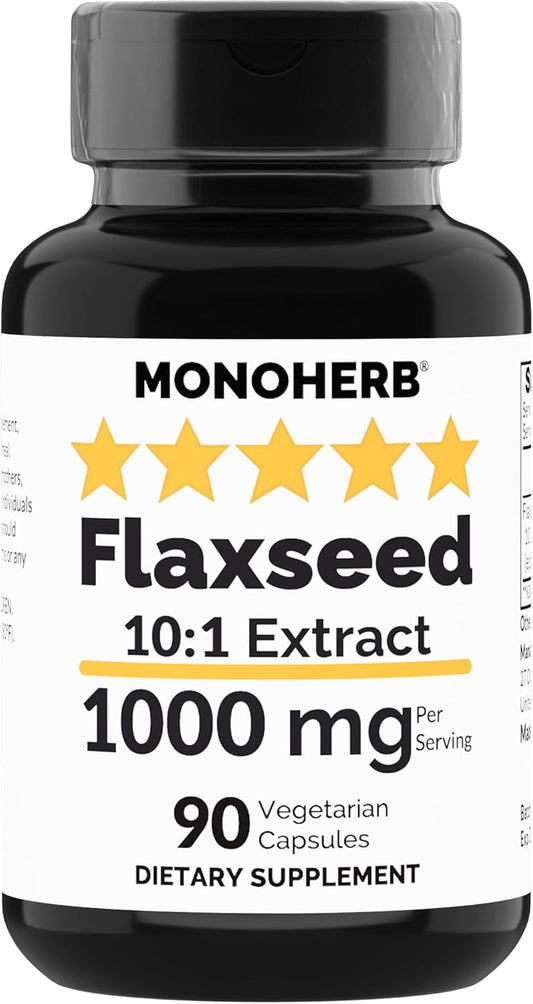 1000 mg Flaxseed Extract Supplement - 90 Vegetarian Capsules by MONOHERB