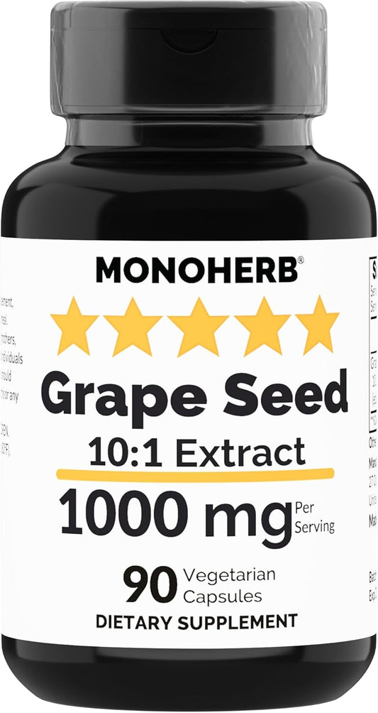 1000 mg Grape Seed Extract Capsules - 90 Vegetarian Capsules by MONOHERB