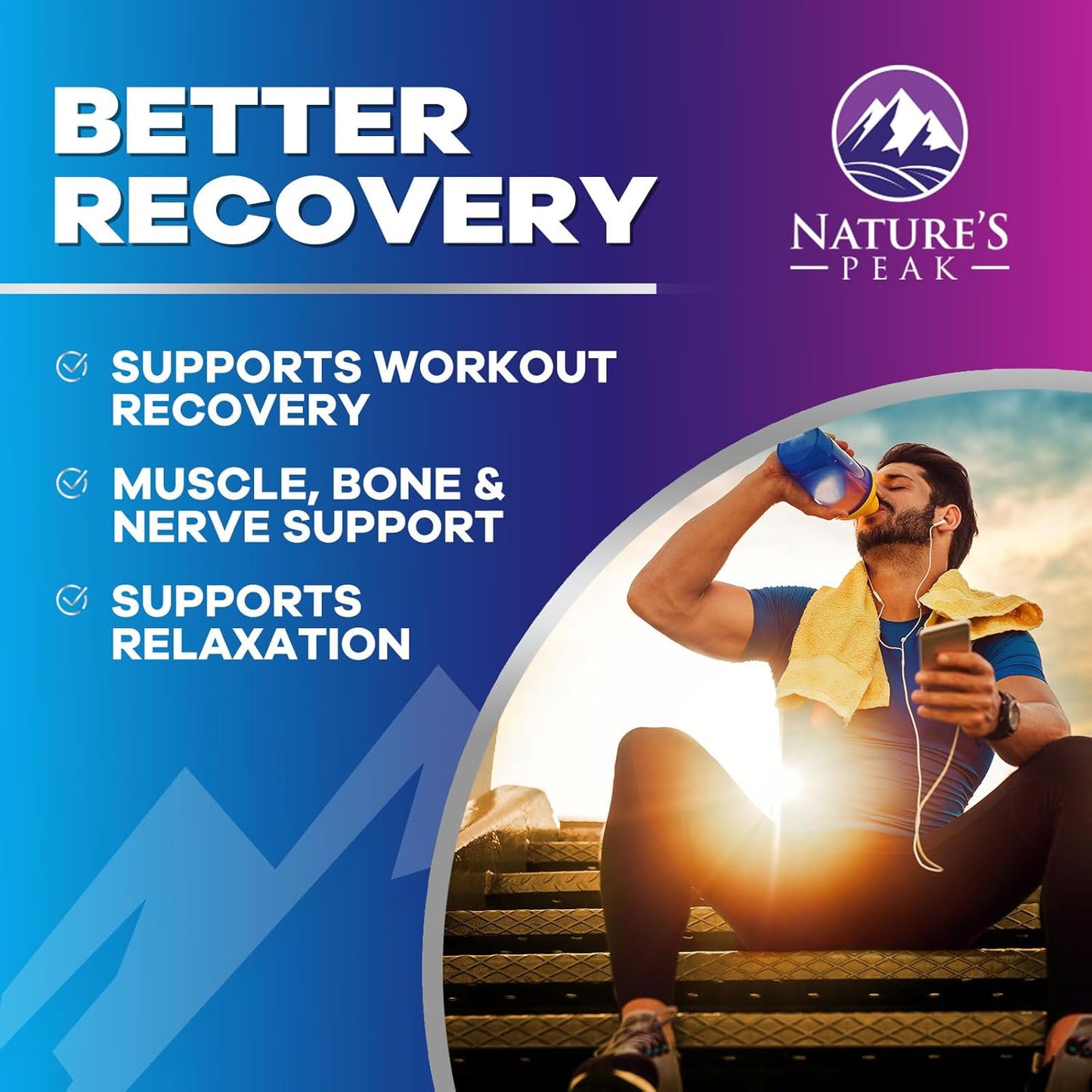 1000 mg Magnesium Glycinate Supplement for Muscle, Heart, Bone, Energy, Nerve Health - Nature's Peak Pure Magnesium Pills for Women & Men - 60 Vegan Capsules