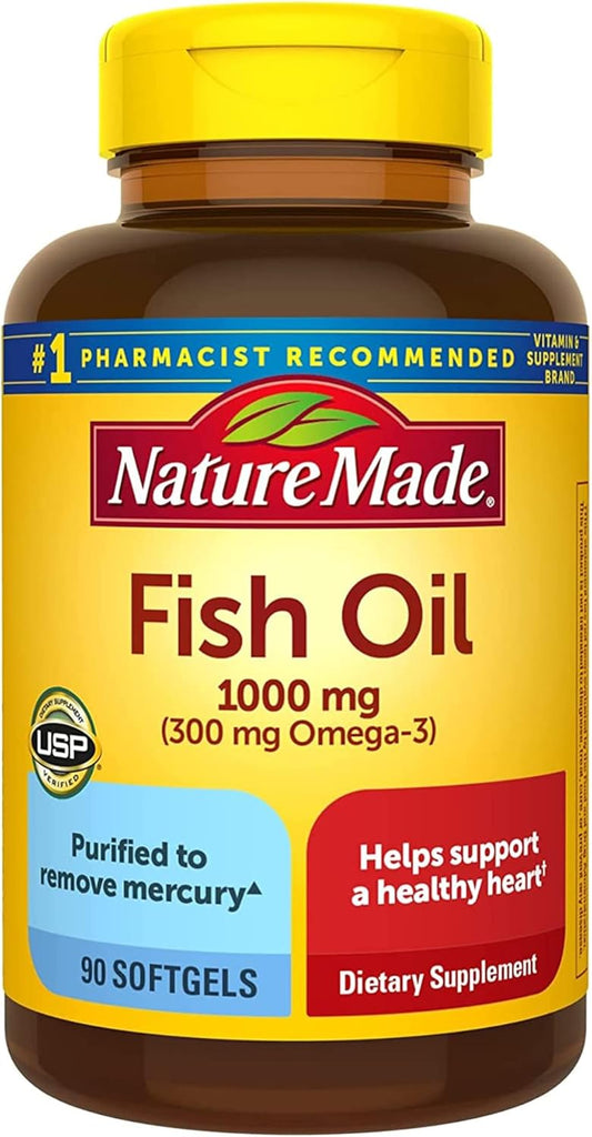 1000 mg Nature Made Fish Oil Softgels - Omega 3 Supplement for Heart Health - 90 Count