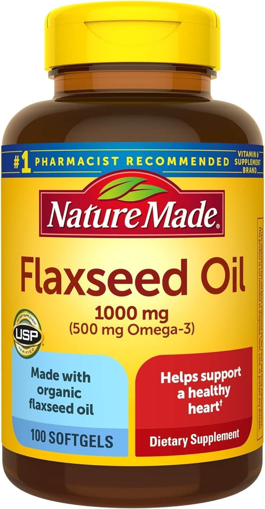 1000 mg Nature Made Flaxseed Oil Softgels - Omega 3 Heart Health Supplement (100 Day Supply)
