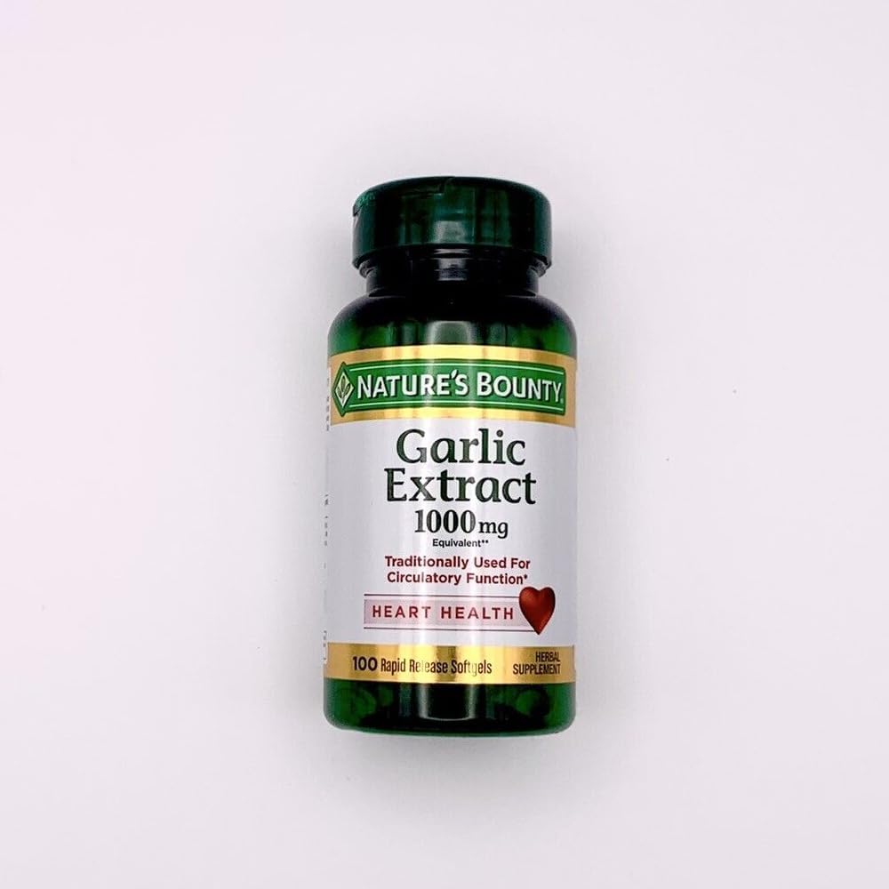 1000 mg Nature's Bounty Garlic Extract Softgels for Heart Health & Cholesterol Support - 100 Rapid Release Capsules