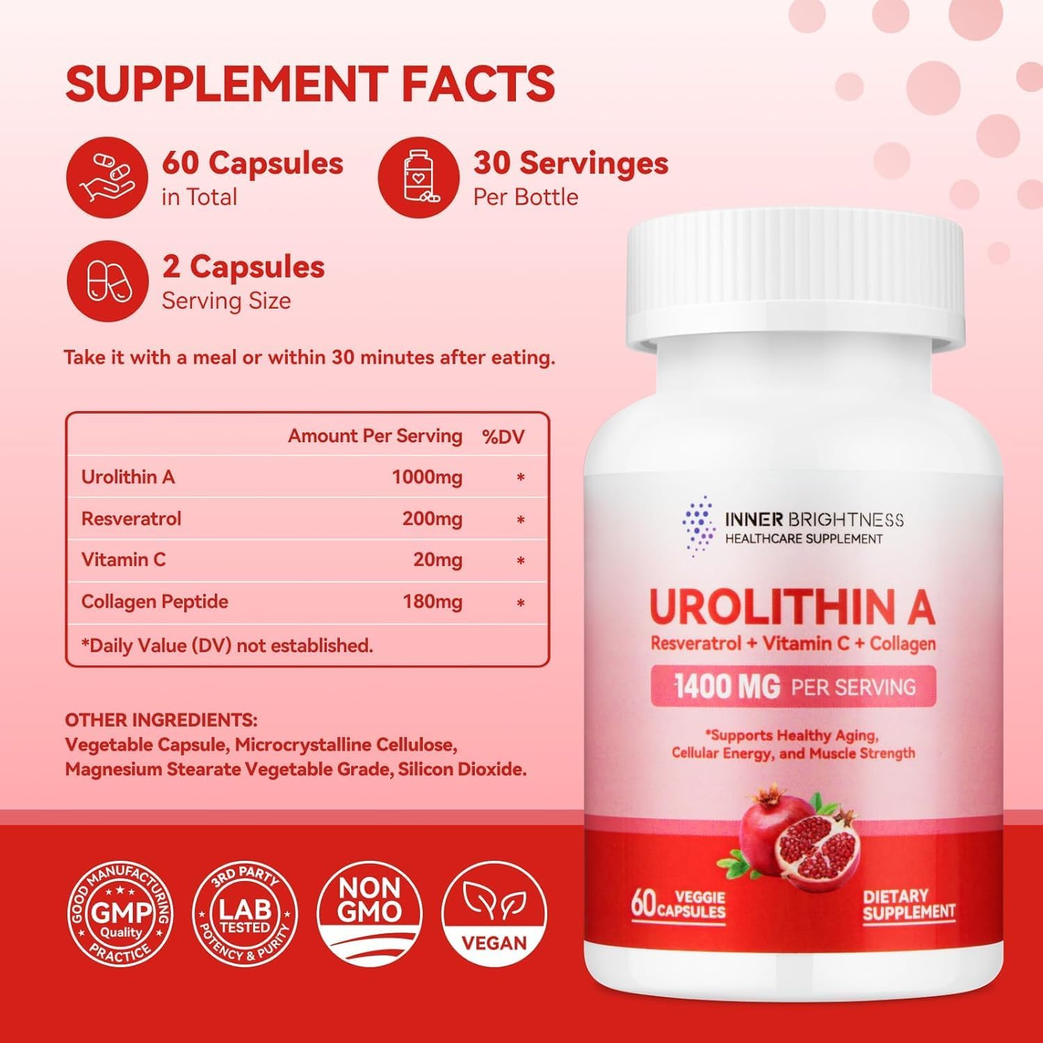 1000 MG Urolithin A Supplement for Muscle Strength + Bovine Colostrum & Collagen Powder - Gut Health, Immune Support, Hair Growth & Beauty
