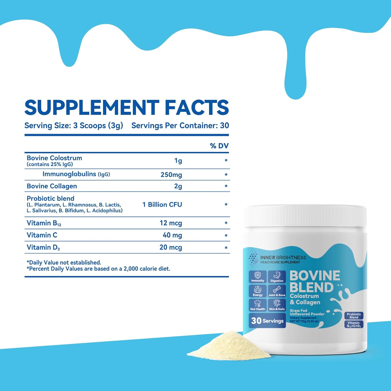 1000 MG Urolithin A Supplement for Muscle Strength + Bovine Colostrum & Collagen Powder - Gut Health, Immune Support, Hair Growth & Beauty