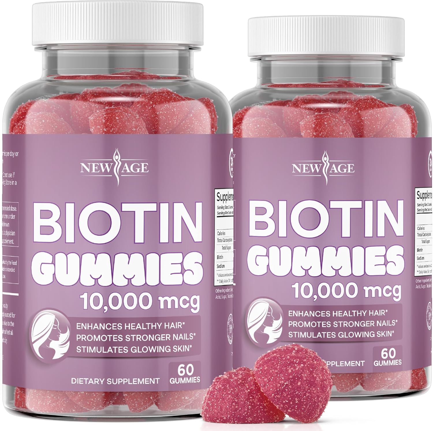 10,000 mcg Biotin Gummies for Hair, Skin & Nails - Non-GMO, Made in USA - 120 Count