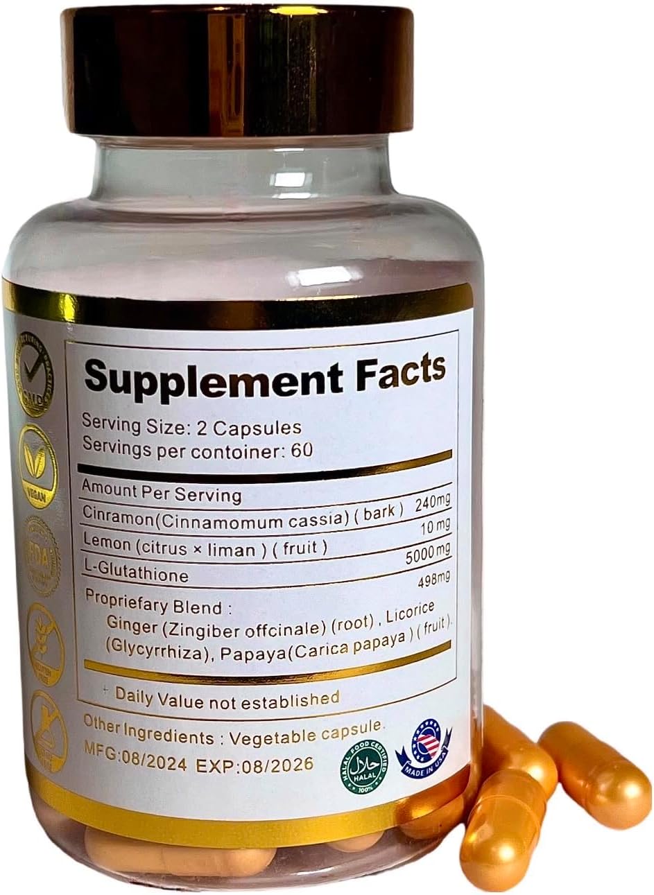 10,000mg Glutathione Capsules with Vitamin C & Collagen for Skin Whitening, Hyperpigmentation, Dark Spot Removal, and Anti-Aging