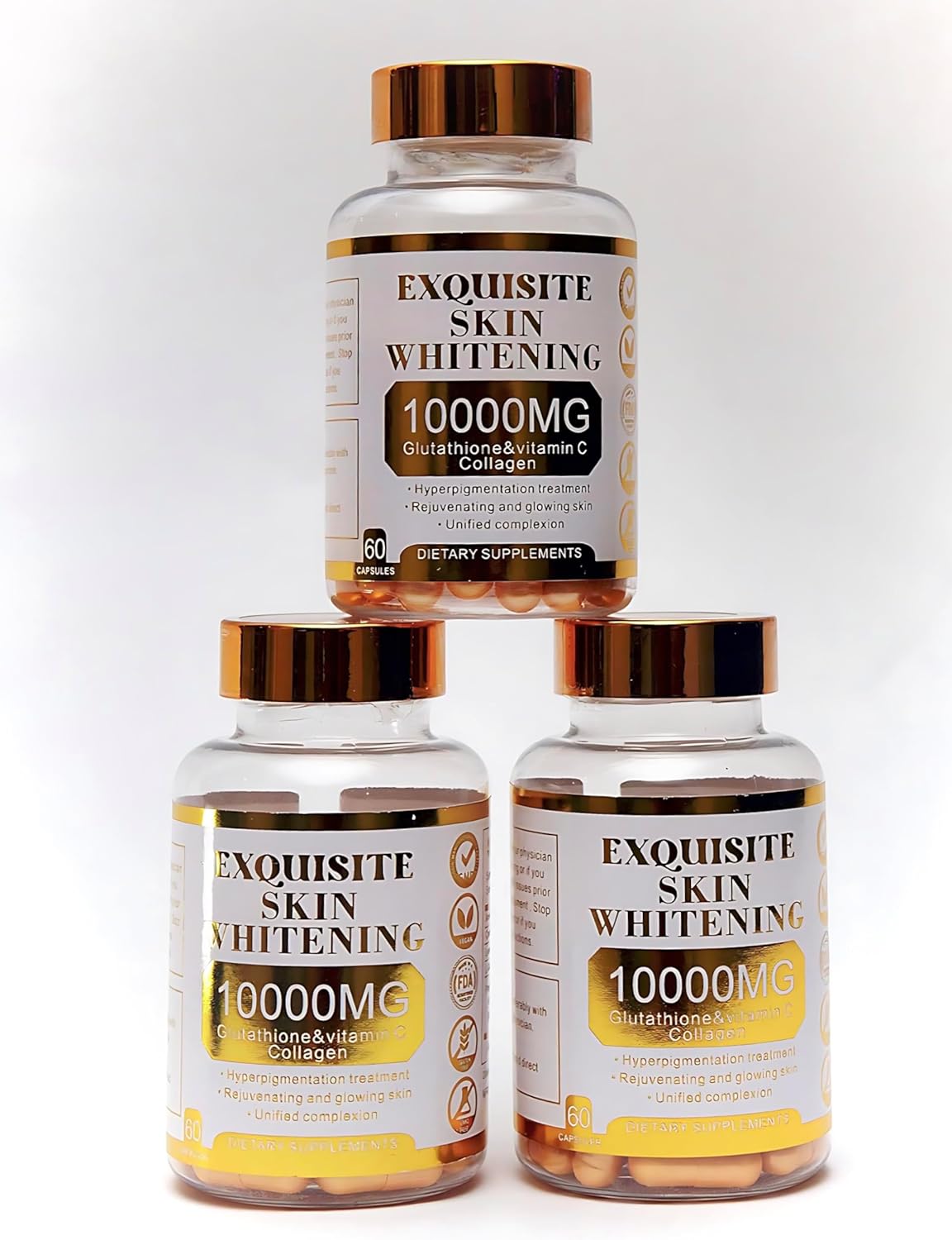 10,000mg Glutathione Capsules with Vitamin C & Collagen for Skin Whitening, Hyperpigmentation, Dark Spot Removal, and Anti-Aging
