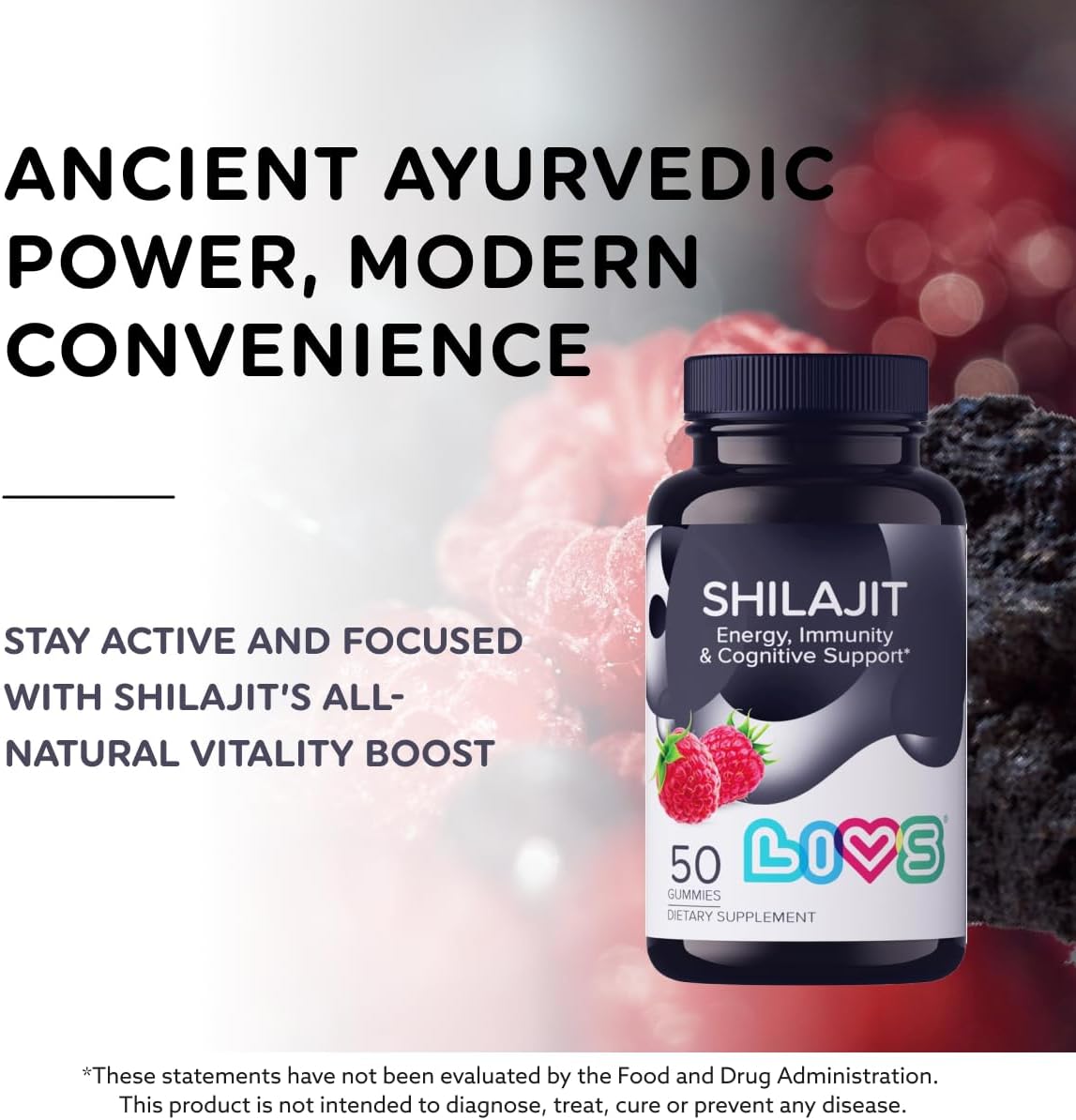 10,000mg Pure Himalayan Shilajit Gummies with Fulvic Acid & Trace Minerals for Enhanced Energy & Immune Support - 50 Count