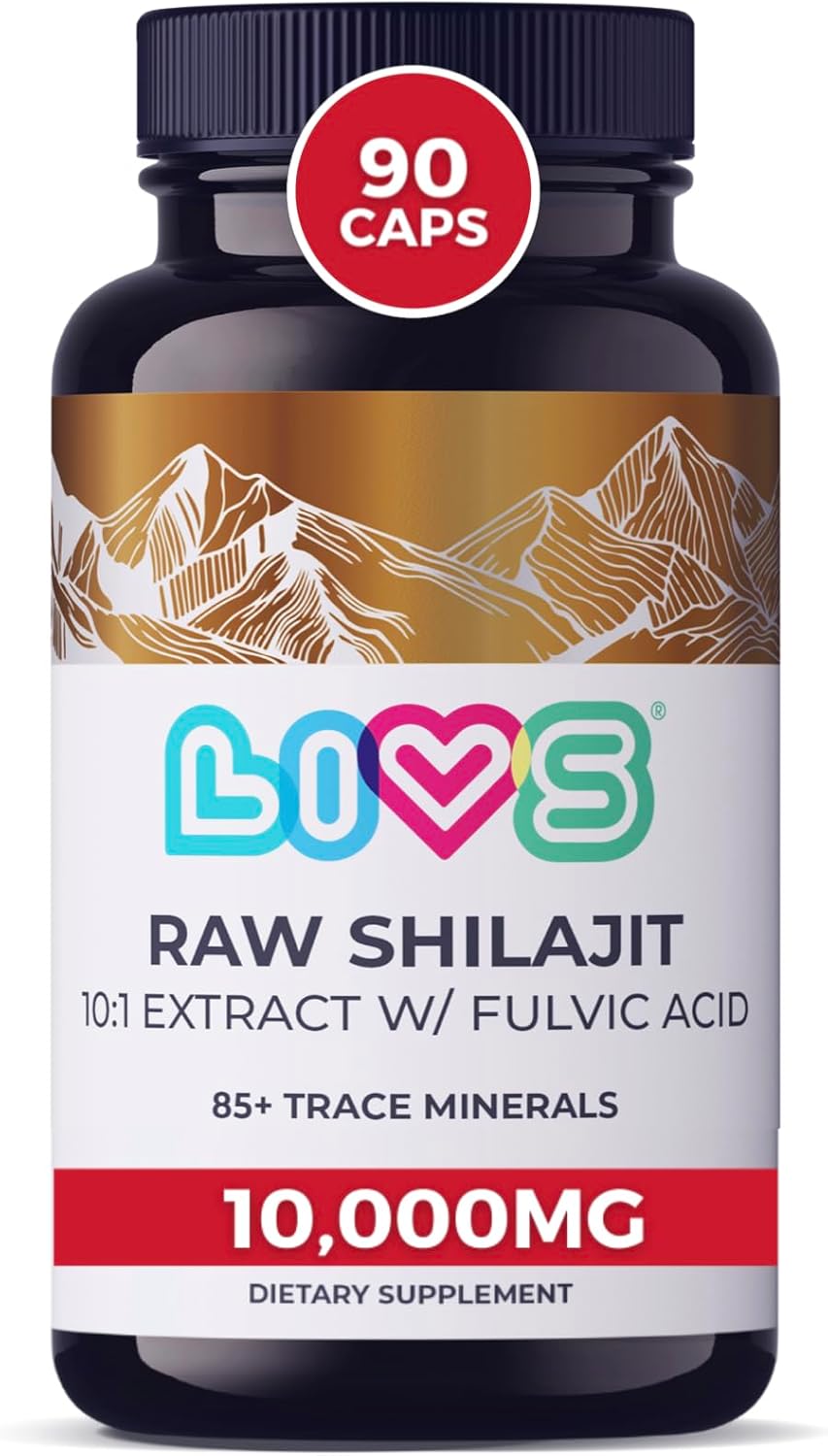 10,000mg Raw Shilajit Extract Capsules for Enhanced Energy & Immune Support - Pure Himalayan Shilajit with Fulvic Acid & Trace Minerals - 90 Count