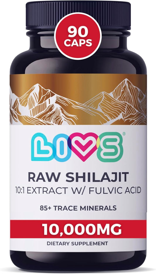 10,000mg Raw Shilajit Extract Capsules for Enhanced Energy & Immune Support - Pure Himalayan Shilajit with Fulvic Acid & Trace Minerals - 90 Count