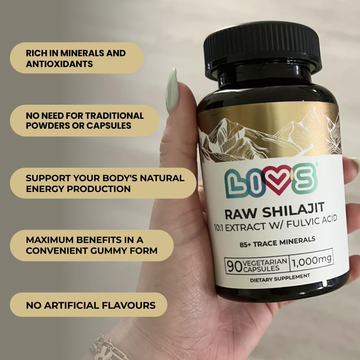10,000mg Raw Shilajit Extract Capsules for Enhanced Energy & Immune Support - Pure Himalayan Shilajit with Fulvic Acid & Trace Minerals - 90 Count