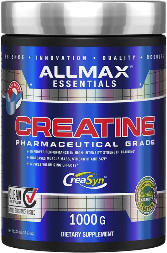 1000g ALLMAX Essentials Creatine Powder for Improved Performance - Vegan & Gluten Free - 200 Servings