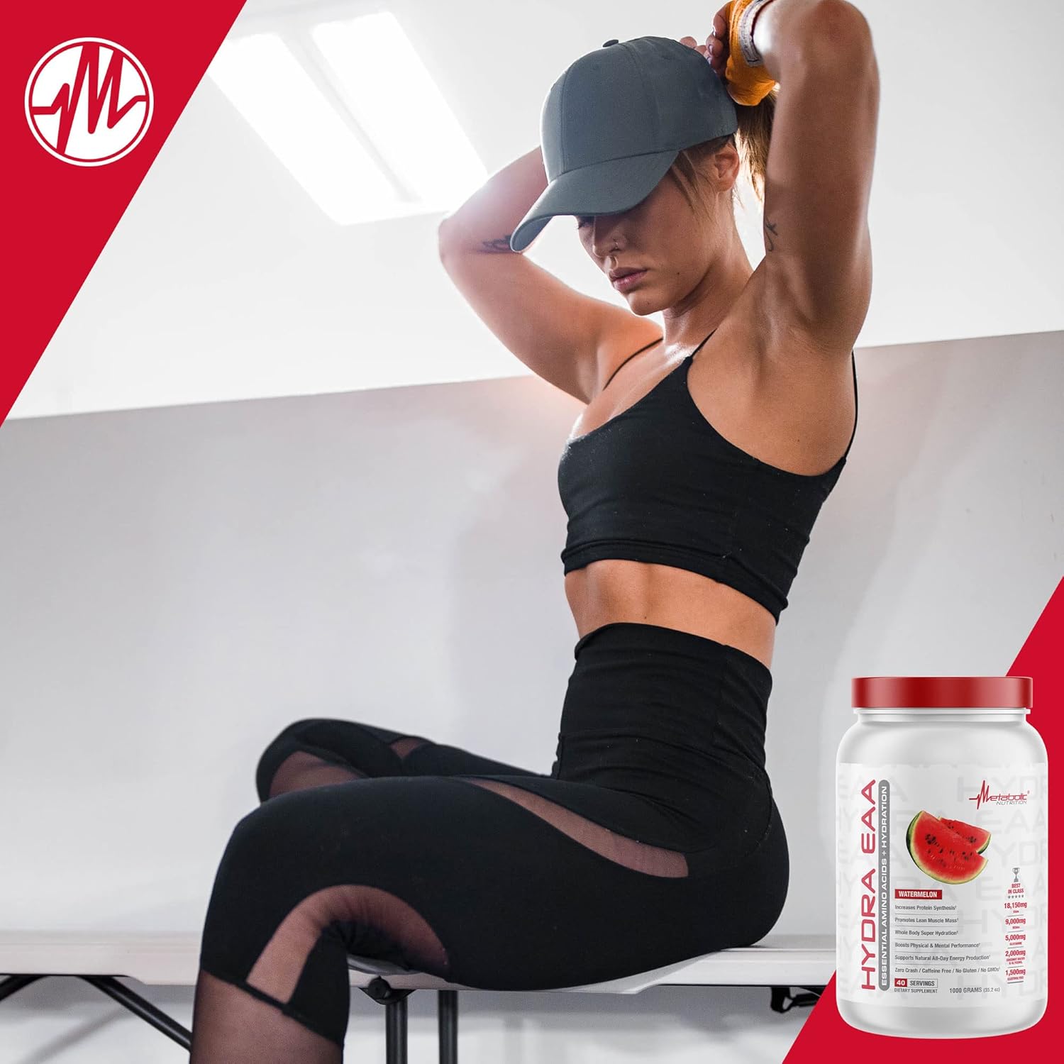 1000g Metabolic Nutrition Hydra EAA: Essential Amino Acids + Hydration, EAAs, BCAAs, Glutamine, Electrolytes, Coconut Water & Glycerol - Fruit Punch Flavor