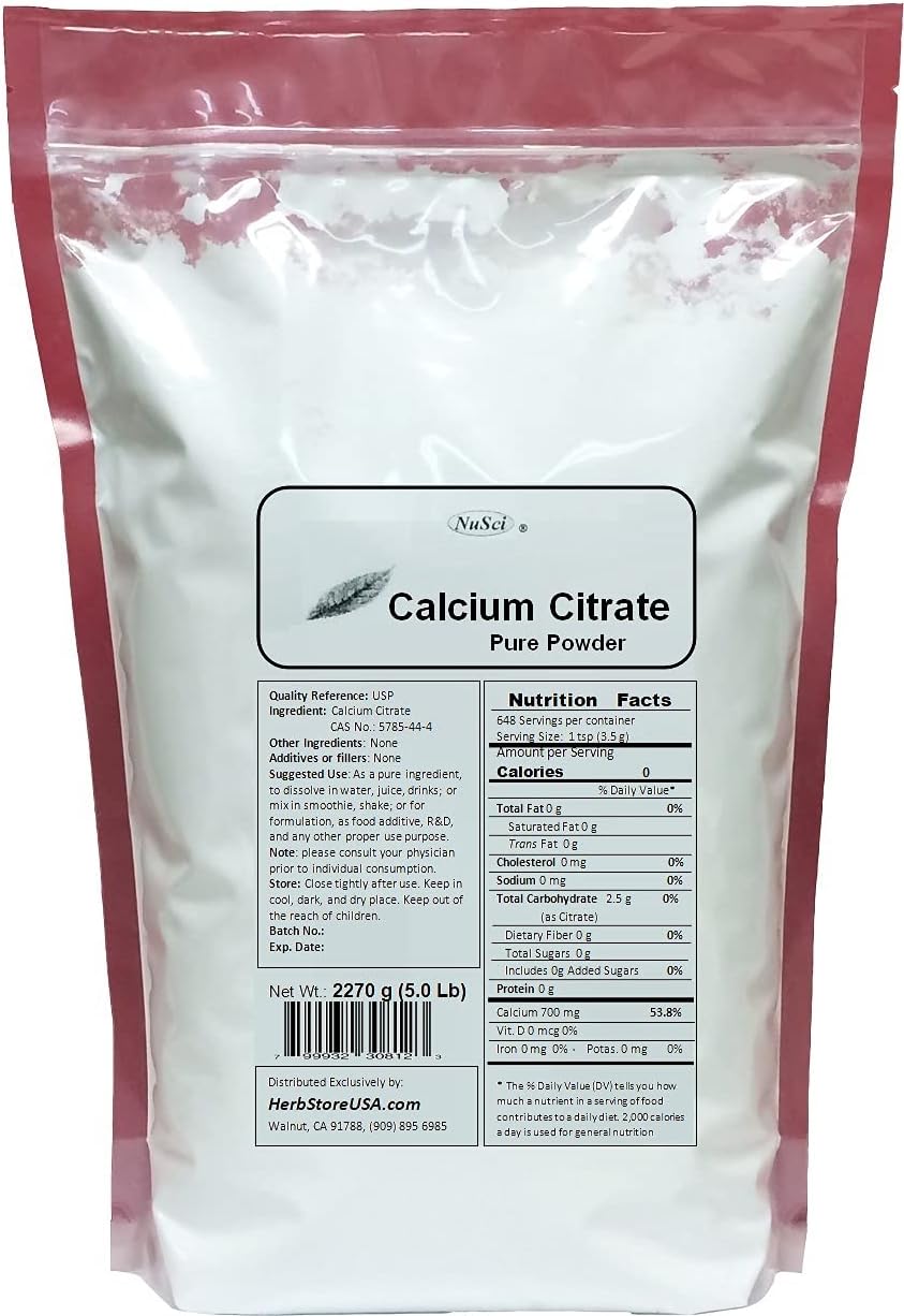 1000g NuSci Calcium Citrate Powder - Pure & Bio-Available Calcium Form