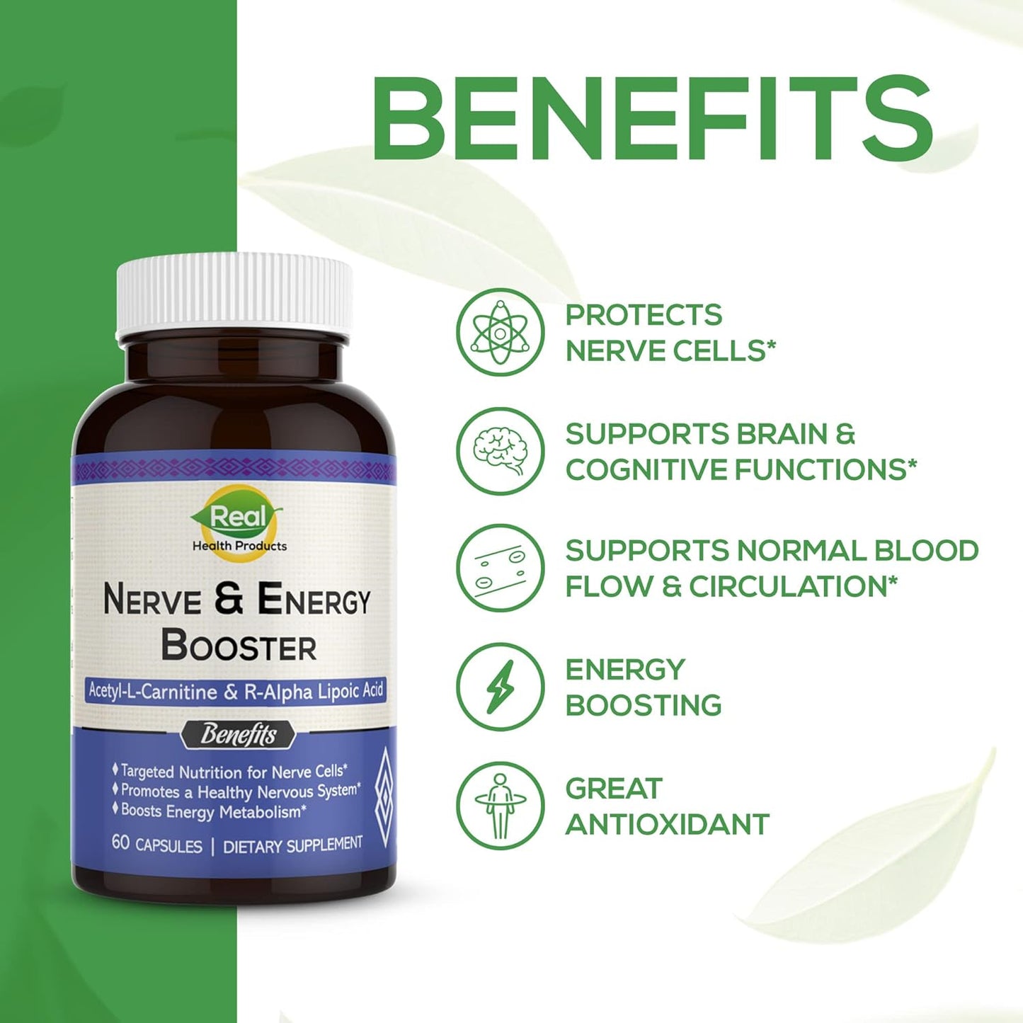 1000mg Acetyl L-Carnitine & 300mg R-Alpha Lipoic Acid Capsules - Boost Nerve & Energy, Cardiovascular & Cognitive Support, Antioxidant Ala Supplement