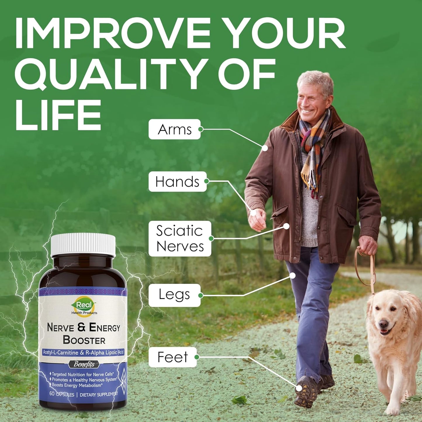 1000mg Acetyl L-Carnitine & 300mg R-Alpha Lipoic Acid Capsules - Boost Nerve & Energy, Cardiovascular & Cognitive Support, Antioxidant Ala Supplement