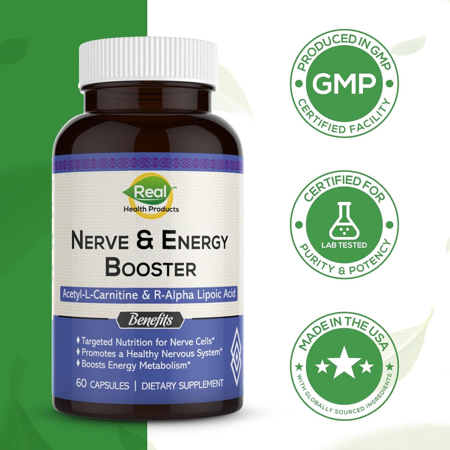 1000mg Acetyl L-Carnitine & 300mg R-Alpha Lipoic Acid Capsules - Boost Nerve & Energy, Cardiovascular & Cognitive Support, Antioxidant Ala Supplement