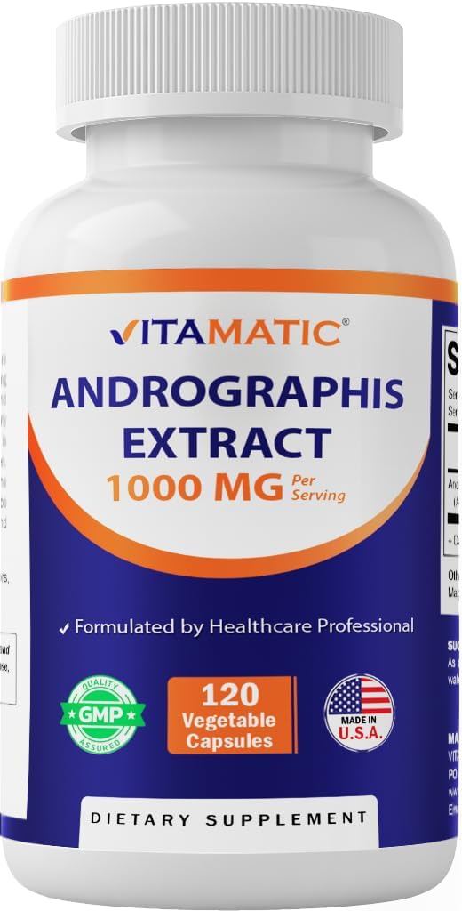 1000mg Andrographis Extract - 120 Veg Capsules - 20X Extract, Vegetarian, All-Natural, Gluten Free