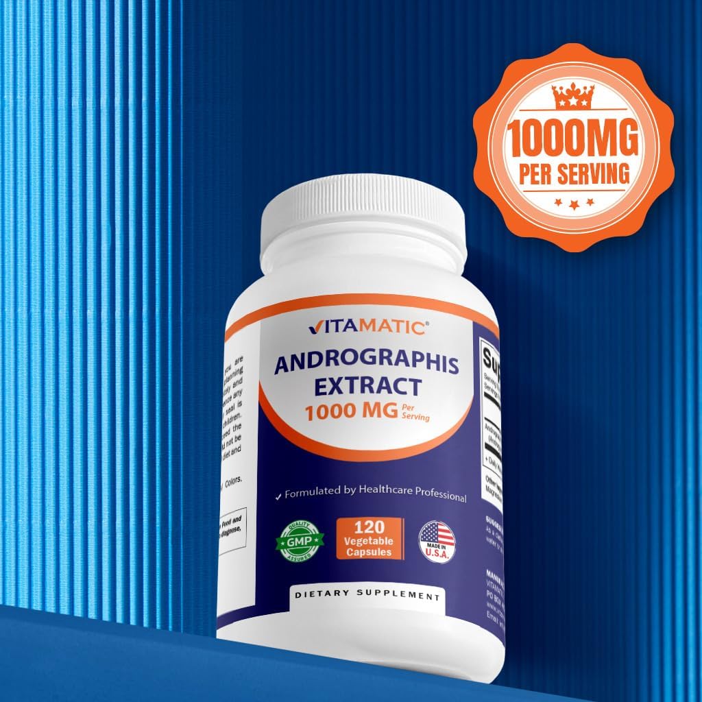 1000mg Andrographis Extract - 120 Veg Capsules - 20X Extract, Vegetarian, All-Natural, Gluten Free