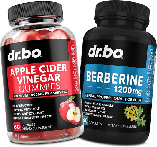 1000MG Apple Cider Vinegar Gummies & Berberine HCL 1200mg Capsules for Digestion & Metabolism