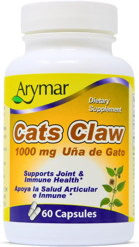 1000mg Arymar Cat's Claw Root Extract Capsules - 60 Count for Overall Health and Wellness