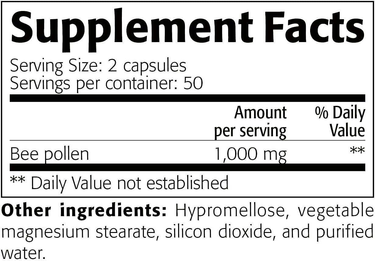 1000mg Bee Pollen Capsules | 300 Count | All-Natural Supplement | Rich in Nutrients | Antioxidant Support | Non-GMO