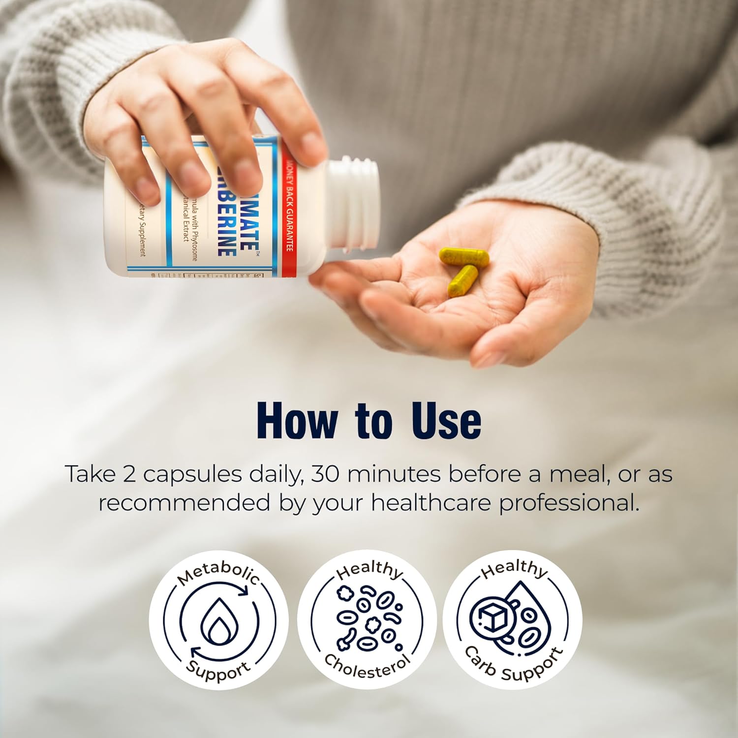 1000mg Berberine HCL Phytosome Supplement - Supports Healthy Weight, Metabolism, Immunity & Cholesterol - Dual Action Formula